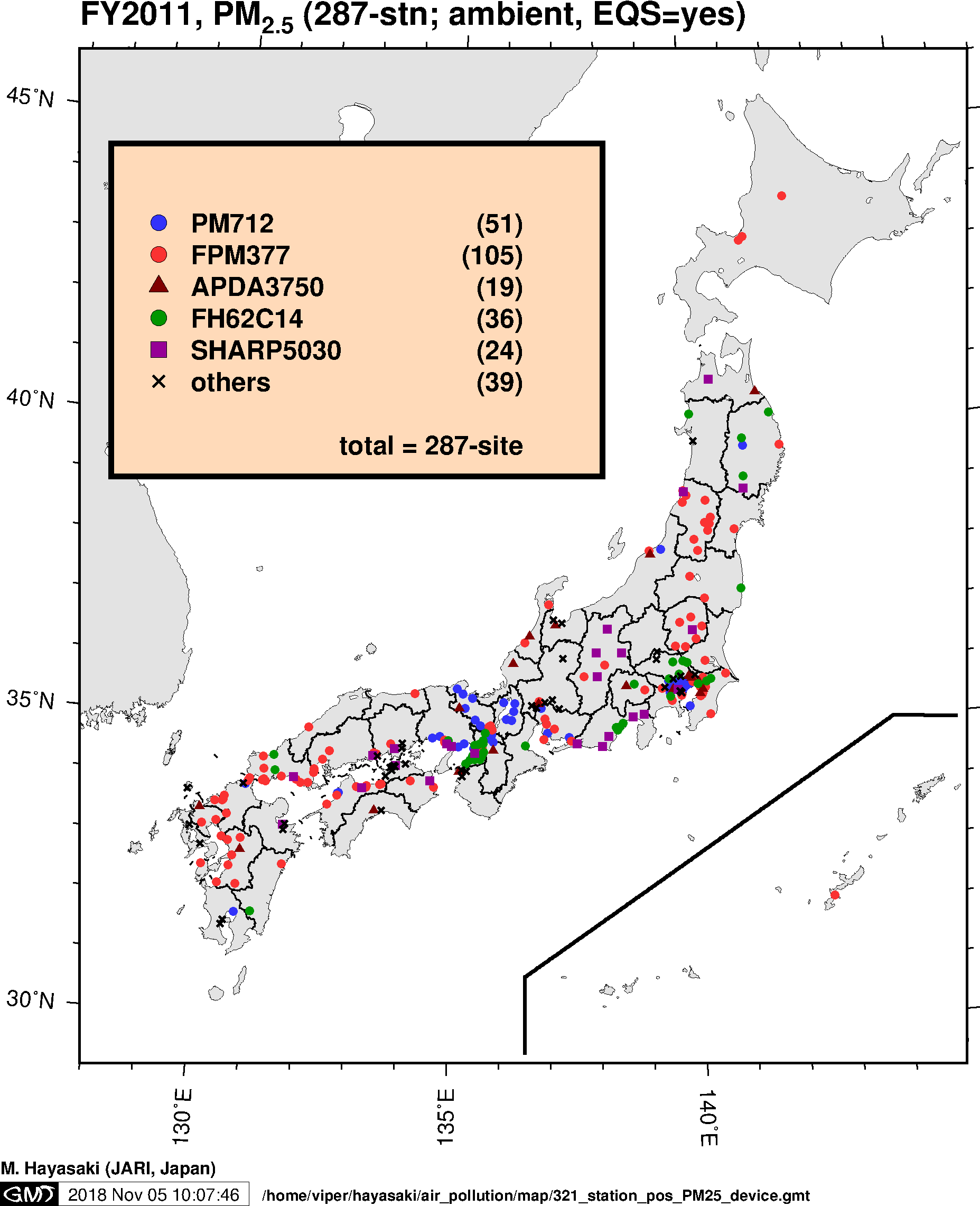 PM2.5 Monitoring devices in Japan (FY2011)